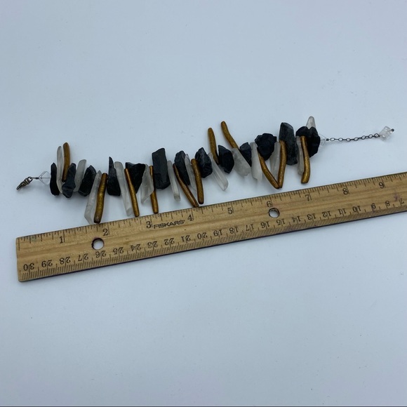 Black & Clear Stone Tribal Inspired Boho Statement Bracelet - Picture 5 of 11